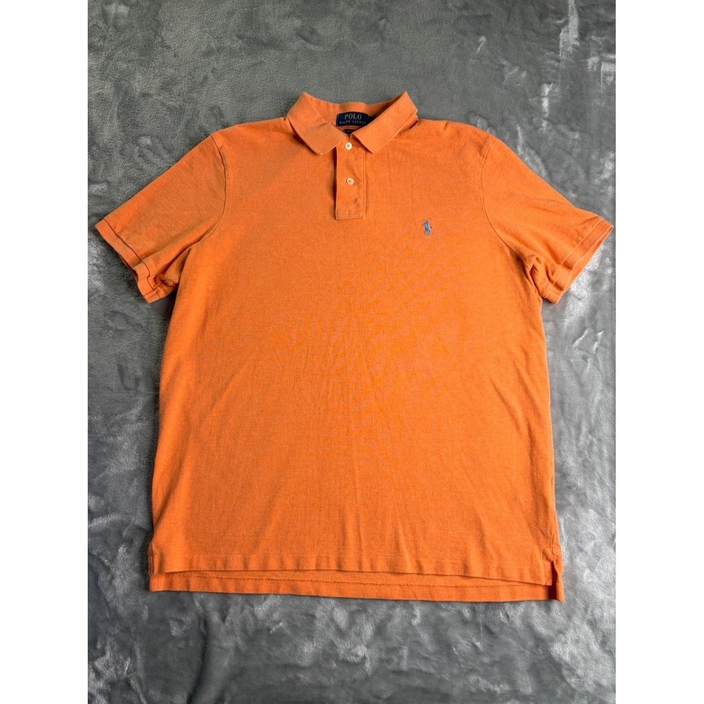 Polo Ralph Lauren Men Size L Orange Classic Fit Short Sleeve Shirt Blue